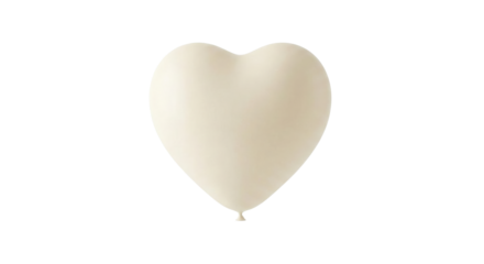 Heart shaped cream colored balloon on transparent background