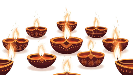 Diwali lamps illuminated, festive light, traditional celebration