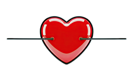 Red Heart Impaled by Thin Black Rods