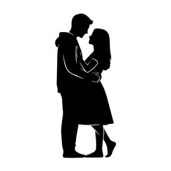 Valentine&rsquo;s Day Hugging Couple Silhouette