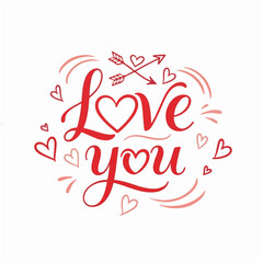 Valentine&rsquo;s Day Love You Lettering Design