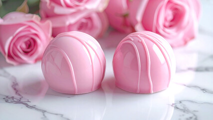 バレンタインデー　ピンクのチョコレート