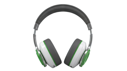 Modern White and Green Headphones