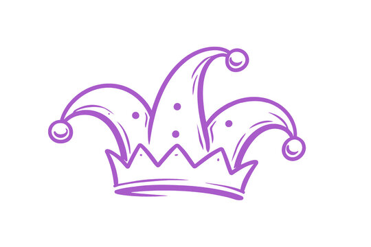  Hand drawn Mardi Gras jester hat or clown cap sketch carnival Doodle illustration design 