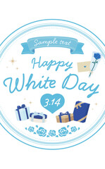 ホワイトデーフレーム_白丸_縦_背景なし