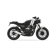 Classic black and white racer motorcycle.