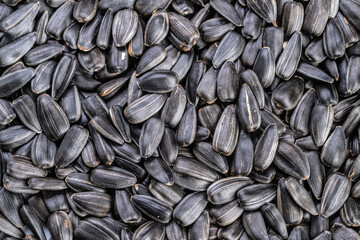 Rhythmic arrangement of black seed shells, Distinctive sunflower seed motif featuring matte shells...