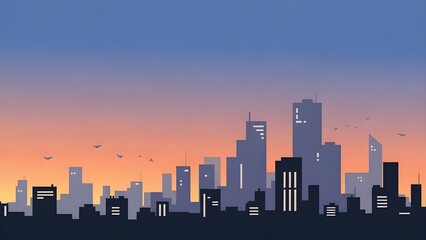 Obraz premium Urban Landscape Illustration in Tranquil Evening Environment