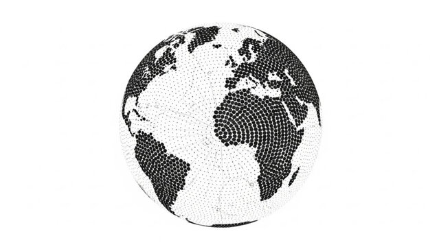 Stunning black and white illustration of the Earth with a unique dot pattern