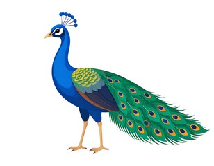 Obraz premium Majestic Peacock with Vibrant Plumage Standing Gracefully.