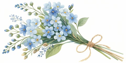 Bouquet of white snowdrop flowers blooming beautifully with fresh green leaves in spring garden setting