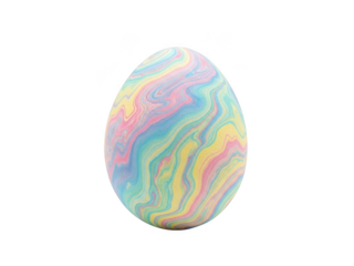 Vibrant multicolored easter egg with swirling patterns, symbolizing joy and celebration, perfect for festive designs isolated on transparent background