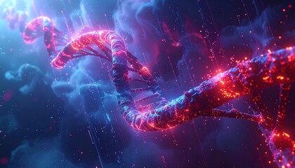 Nebula DNA Strand - A Cosmic Dance of Life and Science.
