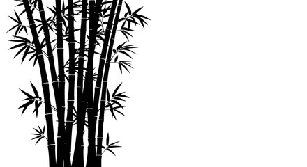 Obraz premium Elegant monochrome bamboo forest silhouette with zen tranquility and minimalistic oriental design