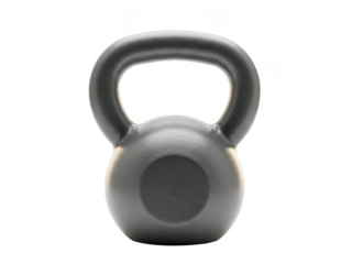 A high-quality image of a black kettlebell for fitness and strength training exercises isolated on transparent background