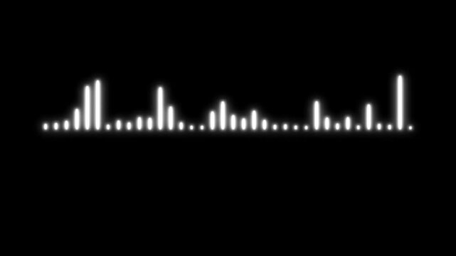 digital audio waveform spectrum visualizer animation with blue sound waves, music equalizer pulse, mic icon motion design, black background, 4k loop for podcasts, dj visuals and motion graphics