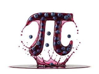 Blueberry juice splashing in the shape of pi symbol on white background