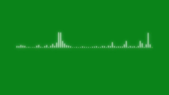 Sound wave audio visualizer spectrum animation, blue music frequency equalizer, voice signal waveform, mic symbol motion, on green screen background, seamless 4k loop for streaming, dj videos.