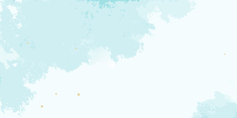 Obraz premium Soft blue watercolor background with scattered golden speckles and cloud like forms