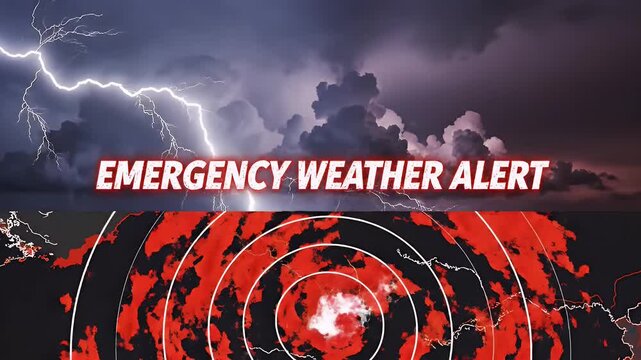 Severe Weather Alert with Lightning and Stormy Skies