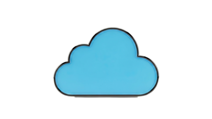 3D blue cloud icon with metallic border