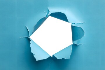 Torn Paper Hole with Copy Space on Blue Background Creating Creative Reveal and Design Concept