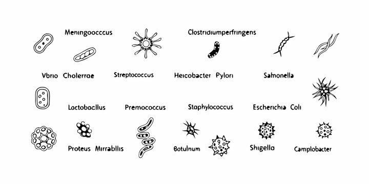 Diverse bacterial shapes and forms a visual guide to microorganisms