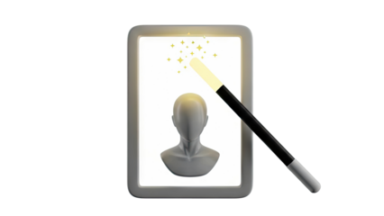 Magic Wand and Bust on Tablet Screen