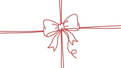 Red heart with ribbon and gold bow vector illustration for a Valentine gift card design featuring love symbols and holiday celebration art