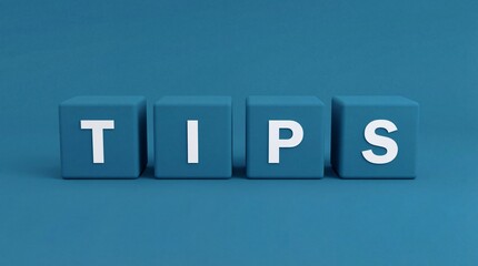 Blue blocks spelling out tips on blue background