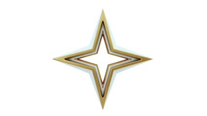 Four-Pointed Star Emblem with Gold and White Accents