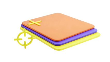 3D Stacked Shapes with Target Icon