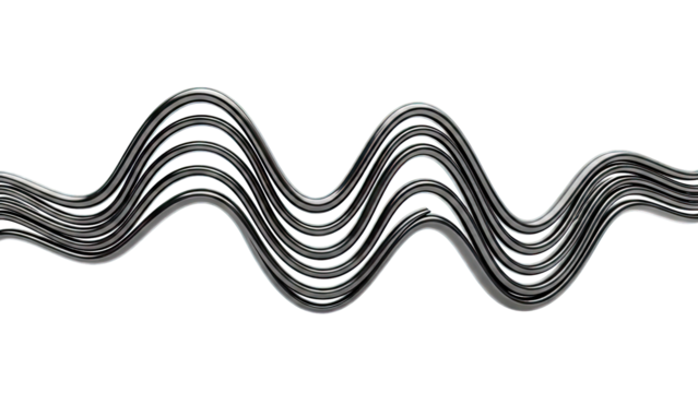 Abstract black wavy lines on white background - Powered by Adobe