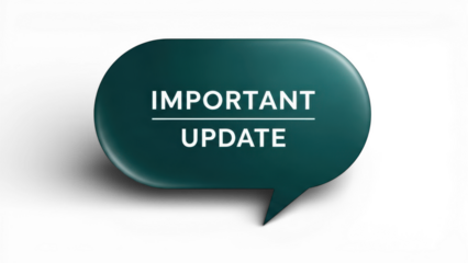 Teal Speech Bubble With Important Update Text Isolated On Transparent Background