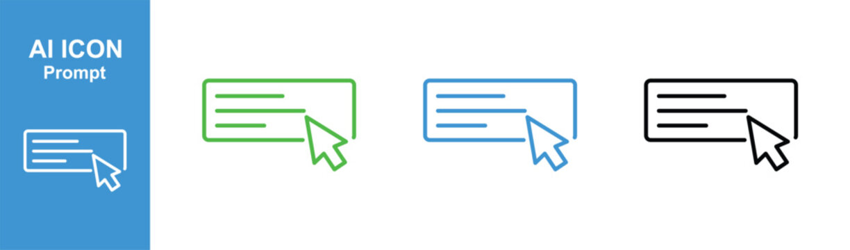 ai prompt input message box icon set cursor outline vector for chat interface