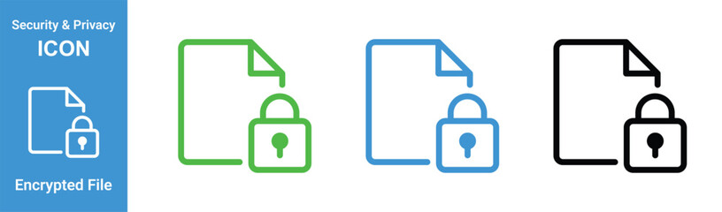 encrypted file lock security icon set data protection privacy outline vector design © BIJOLI