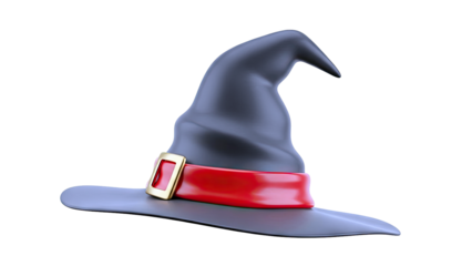 Cartoon Witch Hat with Red Band and Gold Buckle