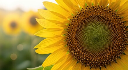 Close-up of a Sunflower in a Field.
