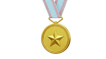 Gold Medal with Star and Striped Ribbon