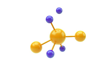 3D Molecule Model with Orange and Purple Spheres