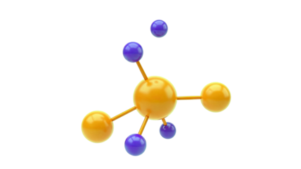 3D Molecule Model with Orange and Purple Spheres