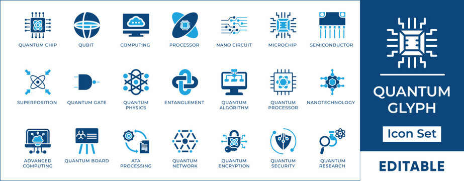 Advanced Cryptography Icon Set - Cyber Security and Data Encryption Outline Symbols.