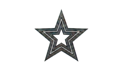 Black five-pointed star with layered outlines on white background