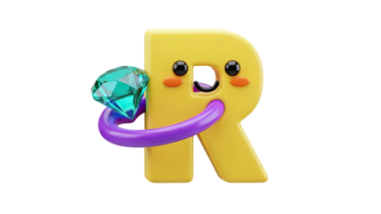 Cute Letter R with Diamond Ring
