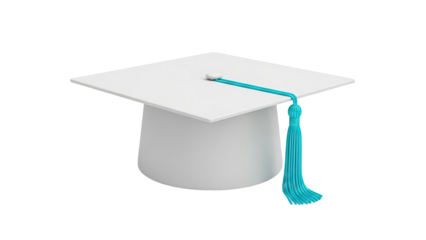 White Graduation Cap with Teal Tassel