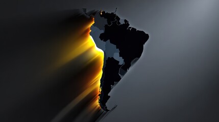 Globe silhouette partially illuminated by viintimate apparelnt orange light