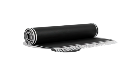 Black Yoga Mat with White Trim and Fringe