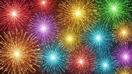 Fototapeta premium Vibrant red pyrotechnics burst in a bright explosion against the black night sky for a colorful holiday celebration or festival display