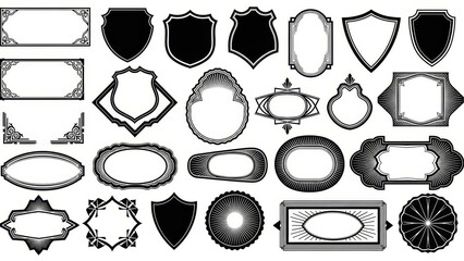 Set of vintage labels and vector icons featuring a professional business collection of transport vehicle illustrations including a car, bus, truck, train, and airplane plus home furniture like a sofa