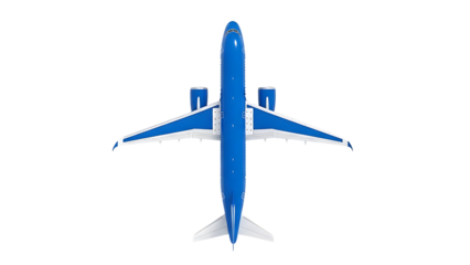 Blue airplane on transparent background